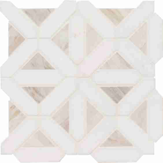 Angora Geometric Pattern 12" X 12" Polished Marble Mosaic Tile