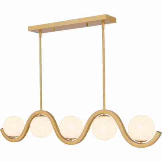  Spherical 5 Light 49 Wide Linear Chandelier With Cloud Glass Shades