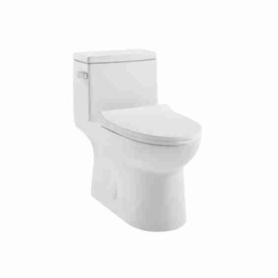 Daxton 1 28 GPF One Piece Elongated Toilet with Left Hand Lever  Seat Included