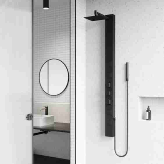 Sutton 58" H 4-Jet Thermostatic Shower Panel with Shower Head, Hand Shower, Body Sprays, and Hose