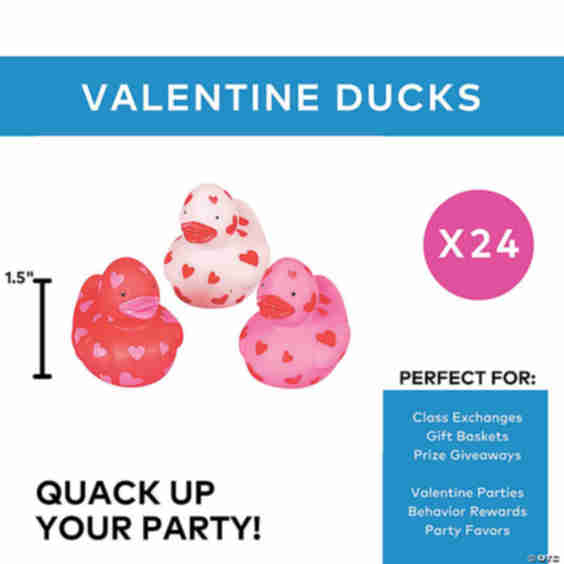 1 1 2 Mini Valentines Day Red Pink Rubber Ducks 24 Pc