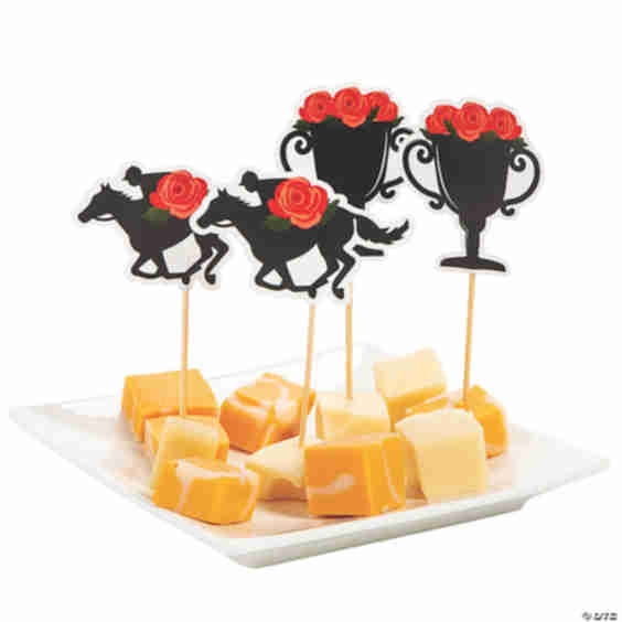 Floral Derby Party Horse Trophy Wooden Food Picks