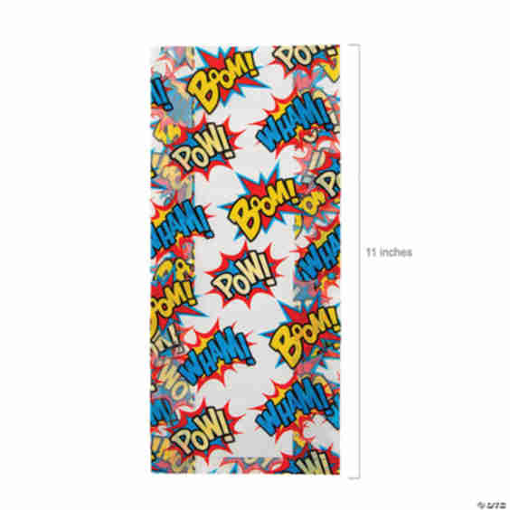 5 X 11 Comic Superhero Boom Wham Pow Cellophane Bags 12 Pc