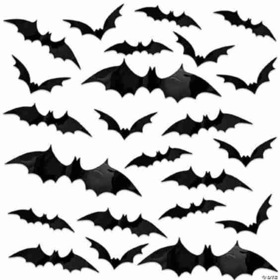 3D Bat Decorative Wall Decor Stickers, Decals for Halloween, Parties (60 pcs)