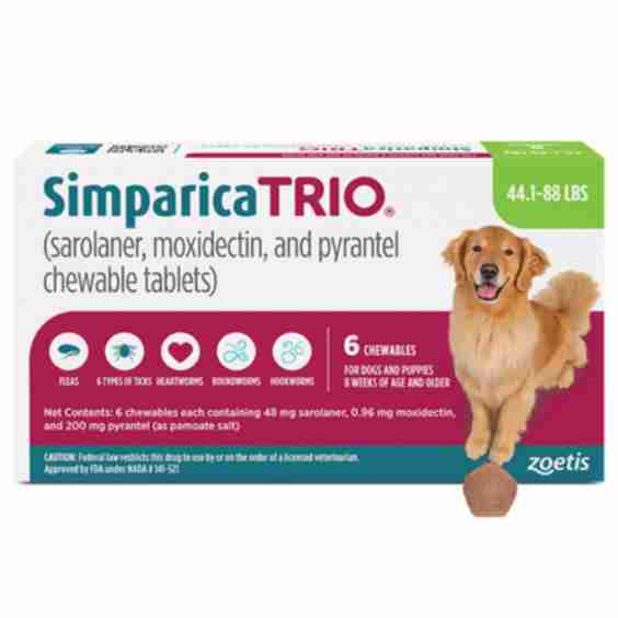 Simparica Trio Chewable Tablets for Dogs 44.1–88 lbs