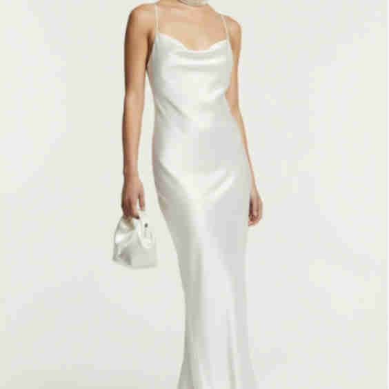 Silk Satin Backless Cowl Neck Gown