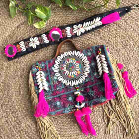 Medium Afghani Boho Bag With Broad Belt