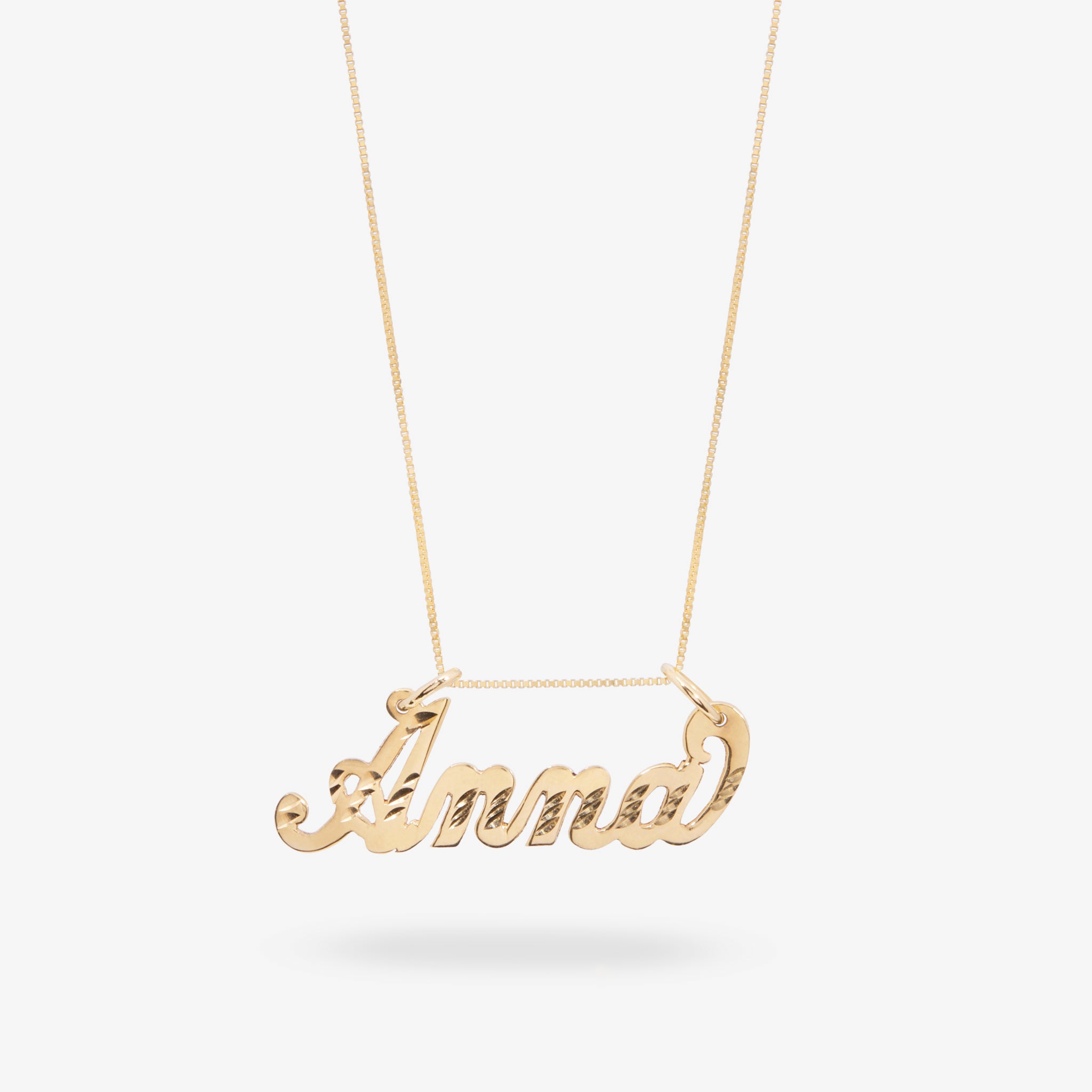 14K Solid Gold Custom Nameplate Necklace