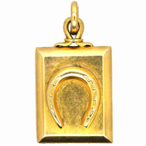 Victorian 18 Ct Gold Rectangular Locket With Horseshoe Bloodstone