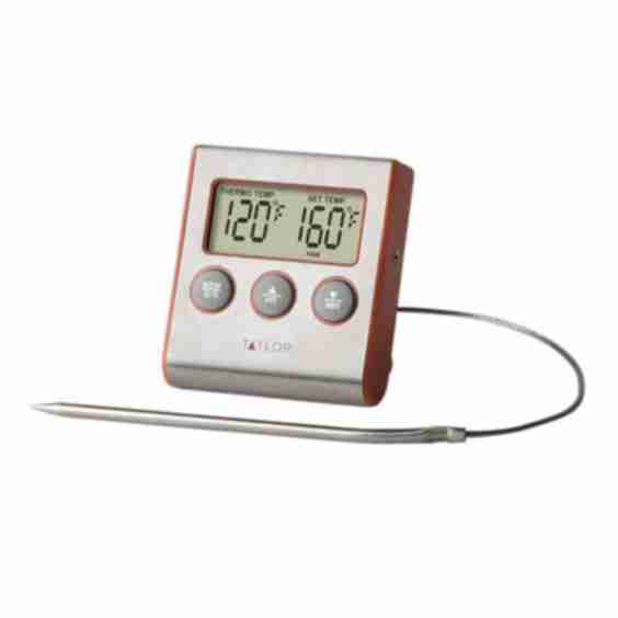 Digital Wired Probe Thermometer Timer Stainless Steel