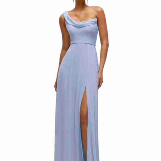 Chiffon One Shoulder Maxi Dress With Draped Cowl Neckline