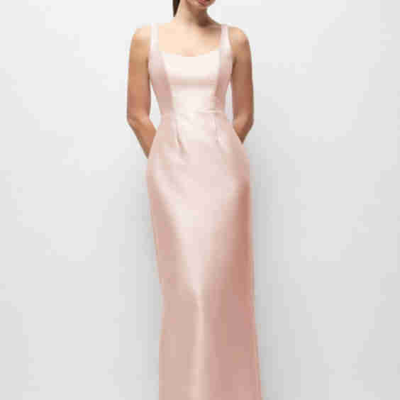 Scoop Neck Satin Column Maxi Dress