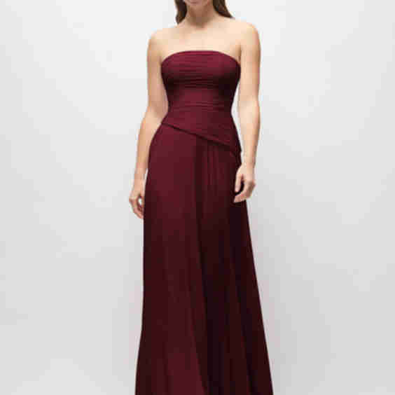 Strapless Chiffon Maxi Dress With Asymmetrical Ruched Drop Waist