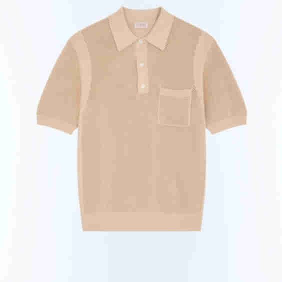  Cotton Hem Stitch Knit Polo Shirt