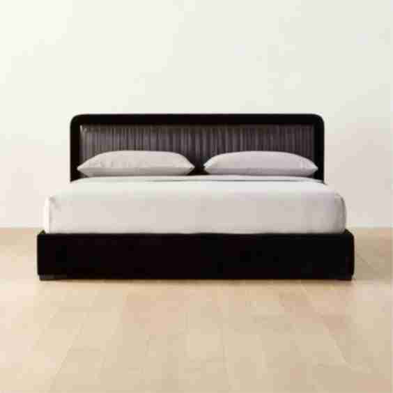 Claudette Black Leather And Velvet Upholstered King Bed