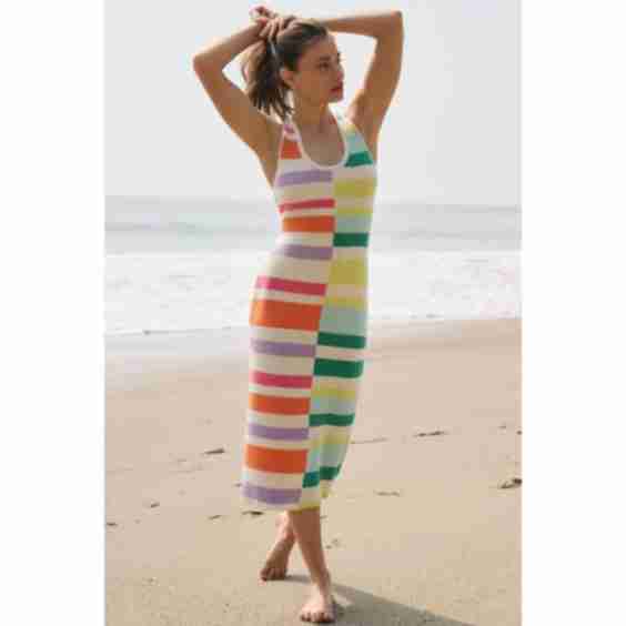 Striped Knit Midi Dress