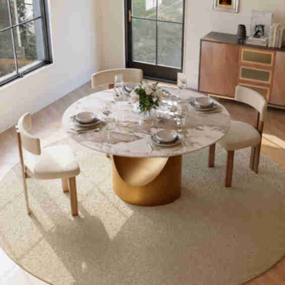 Hobart Modern Round Dining Table for 4