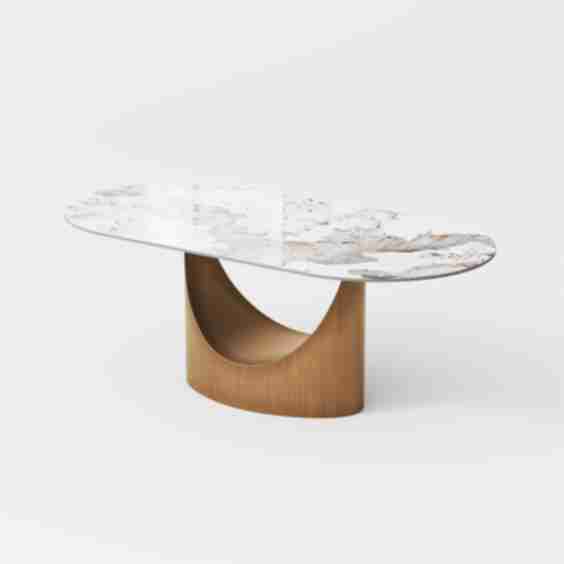 Hobart-Oval Glossy Sintered Stone Dining Table