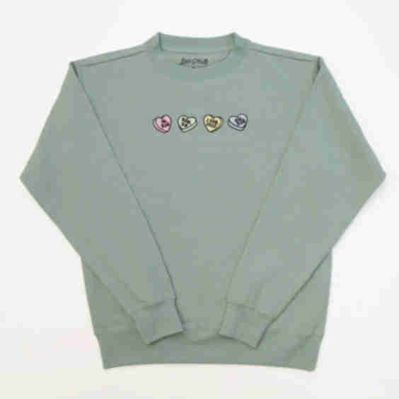 Candy Hearts Embroidered Crewneck Sweatshirt