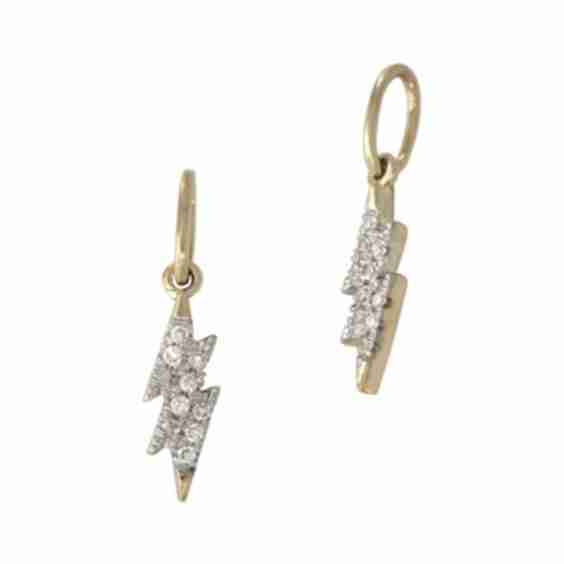 14K Gold 3x11mm Lightning Charm with Diamonds