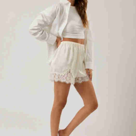 Élise Lace Trim Silk Shorts