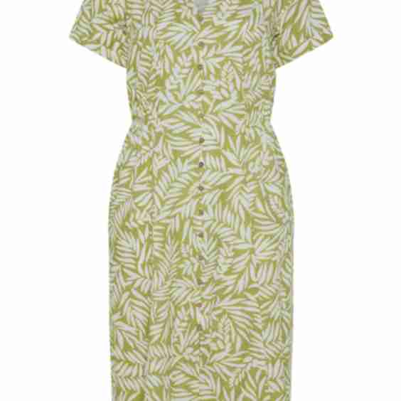 Curve Linen Shirred Waist Midi Dress