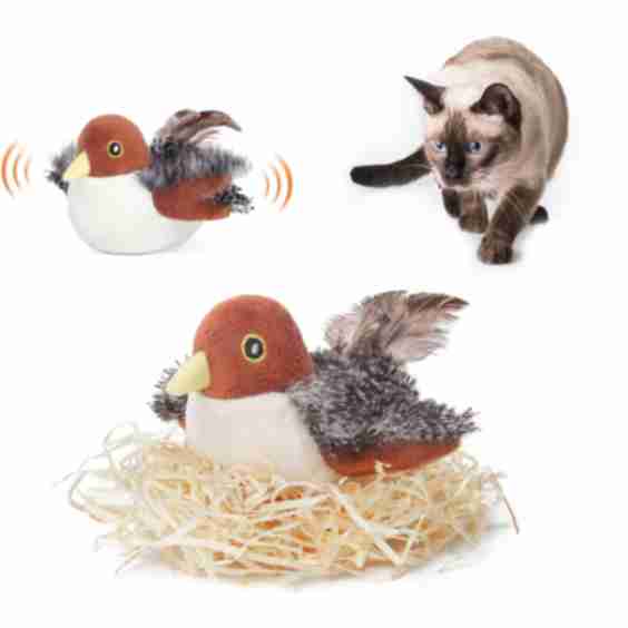 Rechargeable Flapping Bird Sparrow Cat Toy