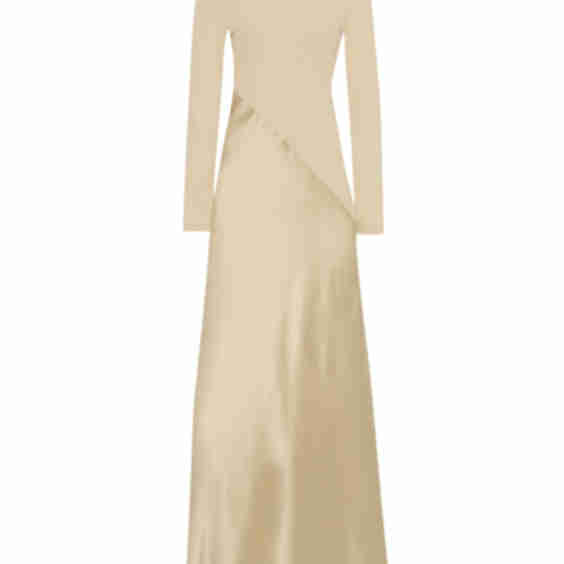 Bias Turtleneck Combo Maxi Dress