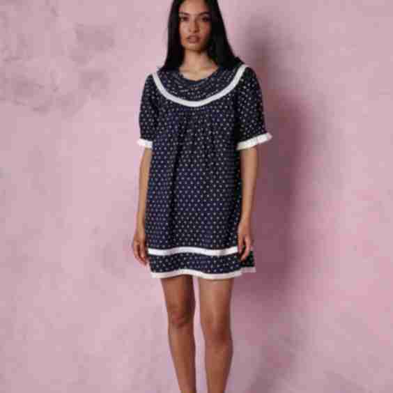 Navy Polka Dot Dress