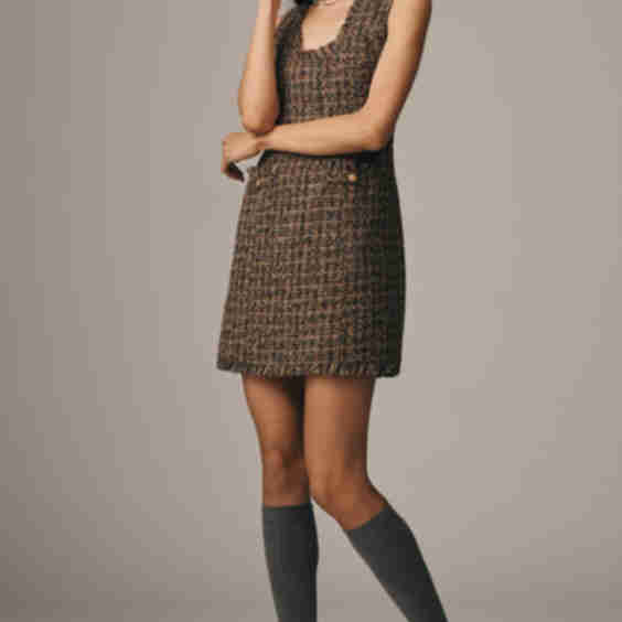 Taylor Sleeveless Bouclé Tweed Mini Dress