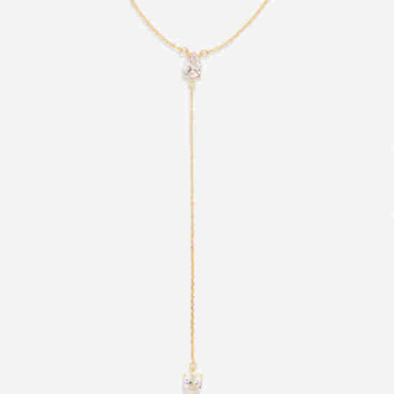 By My Side Pear Cut Lariat Necklace