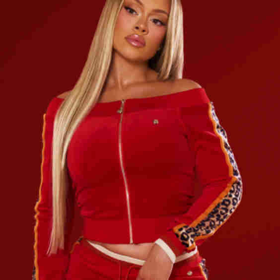 Off Shoulder Velour Jacket