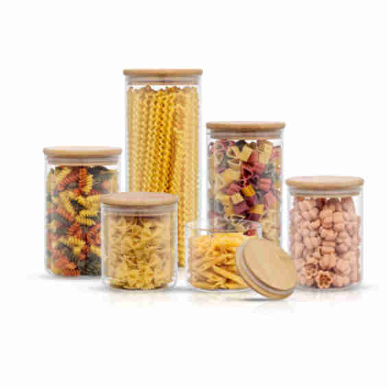 6 Piece Glass Storage Jars with Airtight Lids