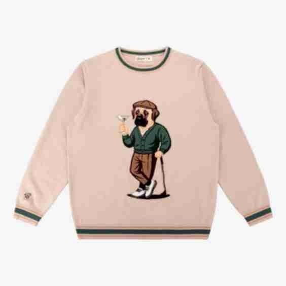19 Hole Bullmastiff Martini Men's Knit Golf Sweater