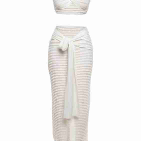 Aetheria Textured Bandeau Top & Drape Skirt Set
