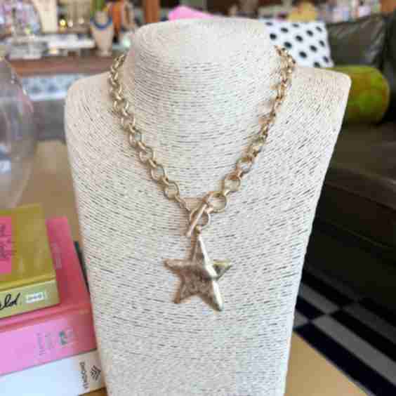Hammered Star Toggle Necklace