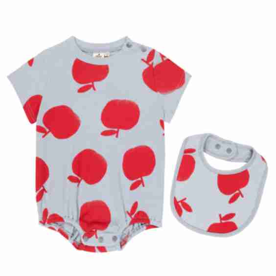 Baby Pomme Cotton Bodysuit and Bib Set