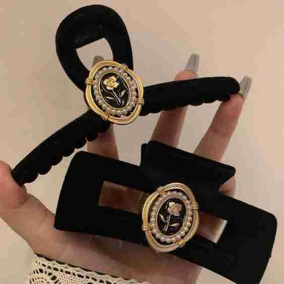 2 Pcs Flocked Square Rose Flower Hair Clip