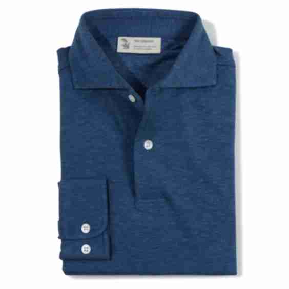 Cotton Cashmere Long Sleeve Spread Collar Polo