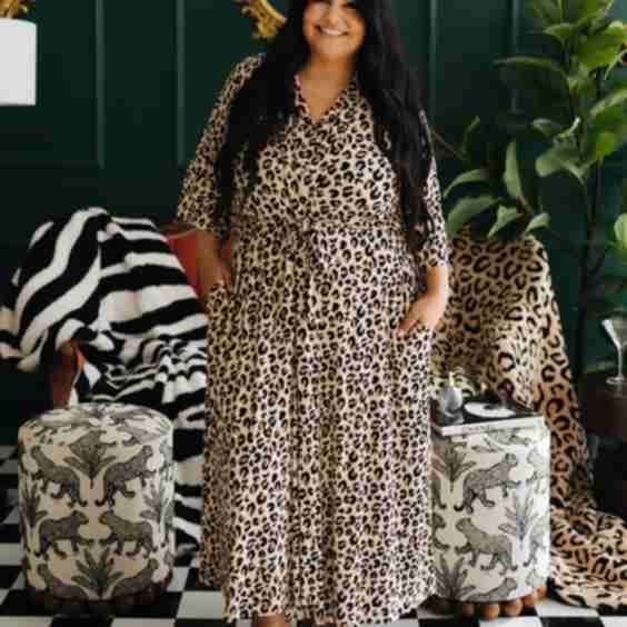 Long Leopard Ribbed Robe