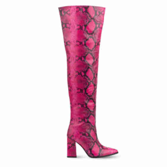 Roma Snake Print Over Knee Boots