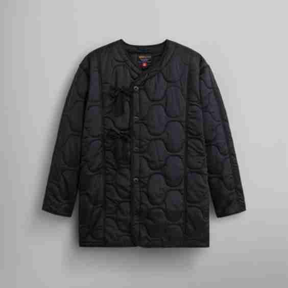 Mixed Media Quilted Long Liner Coat