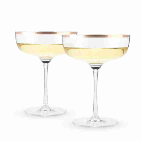 Copper Rim Crystal Coupe Set