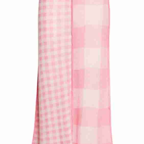 Mixed Scale Gingham Wool Maxi Skirt