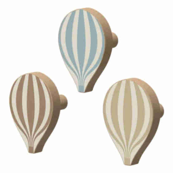 Hot Air Balloon Coat Hooks  Set of 3
