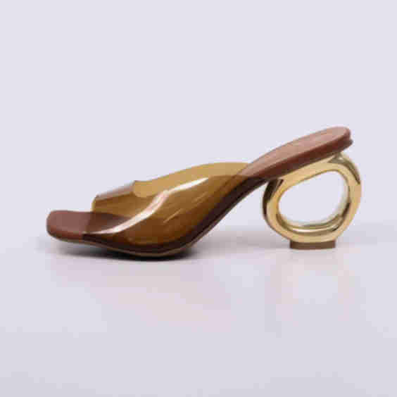 Adele - Gold Geometric Heel Sandal
