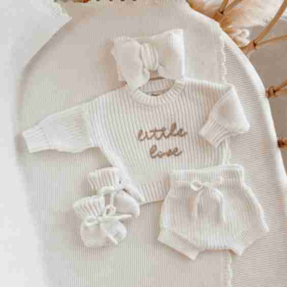'Little Love' Sweater/Shorties/Topknot Bundle