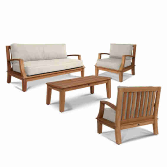 Grande 4-Piece Teak Outdoor Patio Deep Seating Set