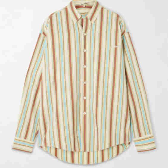 Embroidered Striped Poplin Shirt