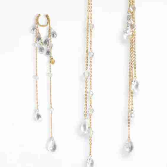 ''Nu'' Ear Set with Crystals: "U Wet" Ear Cuff + "Naked Crystals" Earrings